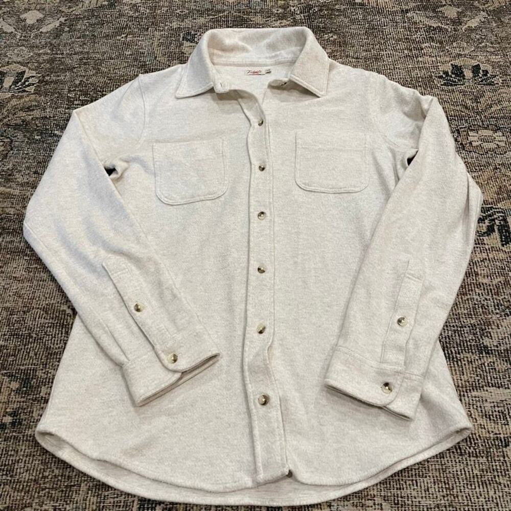 Faherty Men's S Oatmeal Legend Sweater Shirt Button Up Knit Shacket Soft